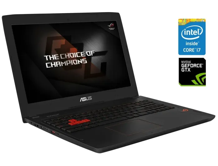 Ігровий ноутбук Б-клас Asus ROG Strix GL502VT / 15.6" (1920x1080) TN / Intel Core i7-6700HQ (4 (8) ядра по 2.6 - 3.5 GHz) / 12 GB DDR4 / 256 GB SSD NVMe + 1000 GB HDD / nVidia GeForce GTX 970M, 3 GB GDDR5, 192-bit / WebCam б/в - зображення 1