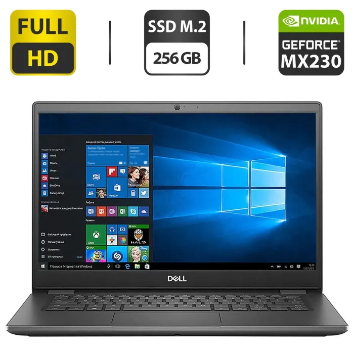 Ультрабук Б-клас Dell Latitude 3410 / 14" (1920x1080) IPS / Intel Core i5-10210U (4 (8) ядра по 1.6 - 4.2 GHz) / 8 GB DDR4 / 256 GB SSD M.2 / nVidia GeForce MX230, 2 GB GDDR5, 64-bit / WebCam / Windows 10 б/в - зображення 1
