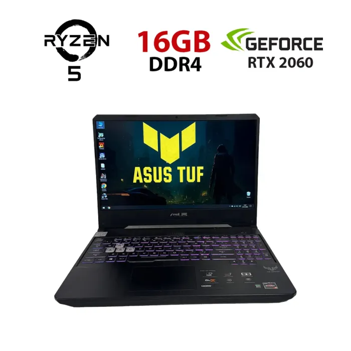 Ігровий ноутбук Б-класу Asus TUF Gaming FX505DV / 15,6" (1920x1080) IPS / AMD Ryzen 5 3550H (4 (8) ядра по 2,1 - 3,7 ГГц) / 16 ГБ DDR4 / 512 ГБ SSD / nVidia GeForce RTX 2060, 6 ГБ GDDR6, 192-біт / WebCam б/в - зображення 1