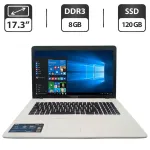 Ноутбук Asus F751M / 17.3" (1600x900) TN / Intel Celeron N2940 (4 ядра по 1.83 - 2.25 GHz) / 8 GB DDR3 / 120 GB SSD / Intel HD Graphics / WebCam / DVD-ROM б/в