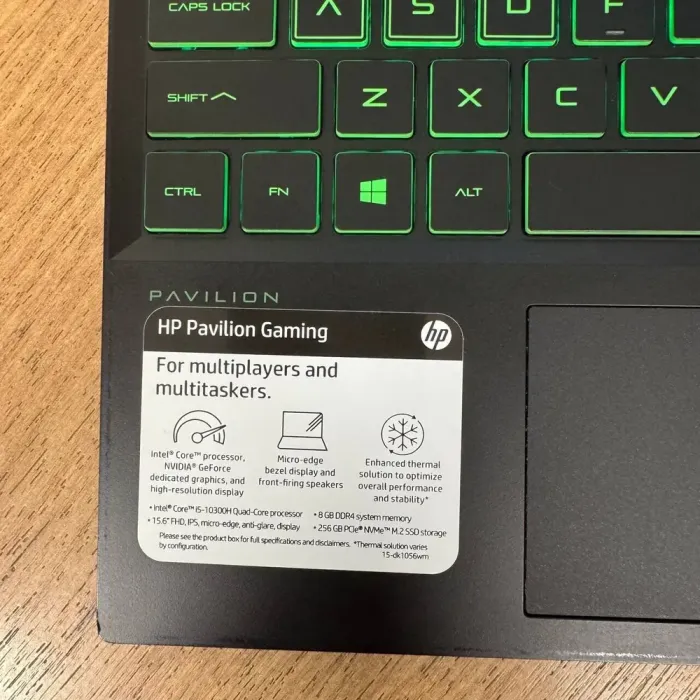 Ігровий ноутбук HP Pavilion Gaming 15-dk1056wm / 15.6" (1920x1080) IPS / Intel Core i5-10300H (4 (8) ядра по 2.5 - 4.5 GHz) / 8 GB DDR4 / 256 GB SSD / nVidia GeForce GTX 1650, 4 GB GDDR5, 128-bit / WebCam б/в - зображення 8