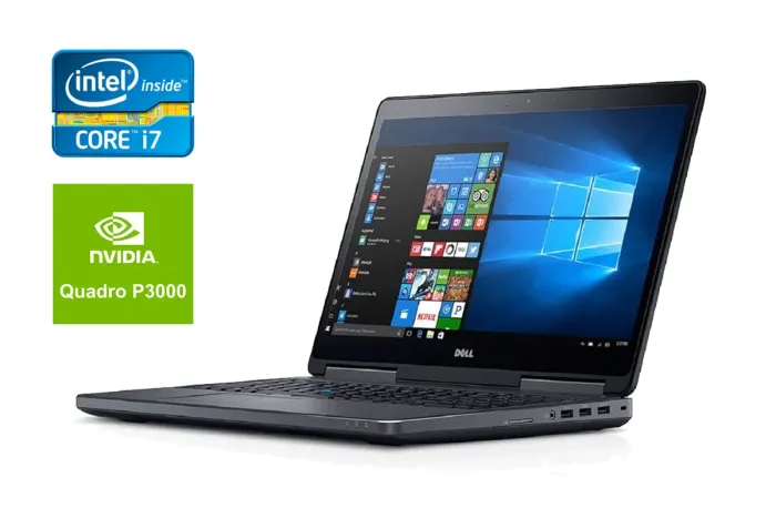 Мобільна робоча станція Dell Precision 7720 / 17.3" (1920x1080) IPS / Intel Core i7-6920HQ (4 (8) 2.9 - 3.8 GHz) / 40 GB DDR4 / 480 GB SSD / nVidia Quadro P3000, 6 GB GDDR5, 192-bit / WebCam / Windows 10 б/в - зображення 1