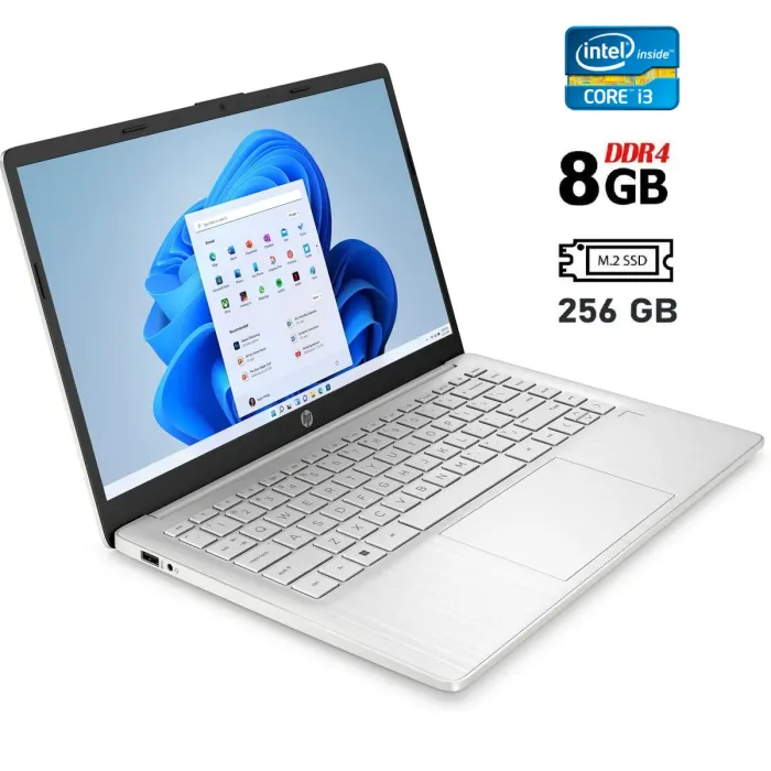 Ультрабук Б-клас HP 14-dq231wm / 14" (1366x768) TN / Intel Core i3-1115G4 (2 (4) ядра по 3.0 - 4.1 GHz) / 8 GB DDR4 / 256 GB SSD / Intel UHD Graphics / WebCam / Windows 10 б/в - зображення 1