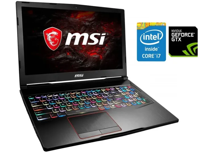 Ігровий ноутбук MSI Raider GE63 / 15.6" (1920x1080) TN / Intel Core i7-8750H (6 (12) ядер по 2.2 - 4.1 GHz) / 16 GB DDR4 / 240 GB SSD + 1000 GB HDD / nVidia GeForce GTX 1070, 8 GB GDDR5, 256-bit / WebCam б/в - зображення 1