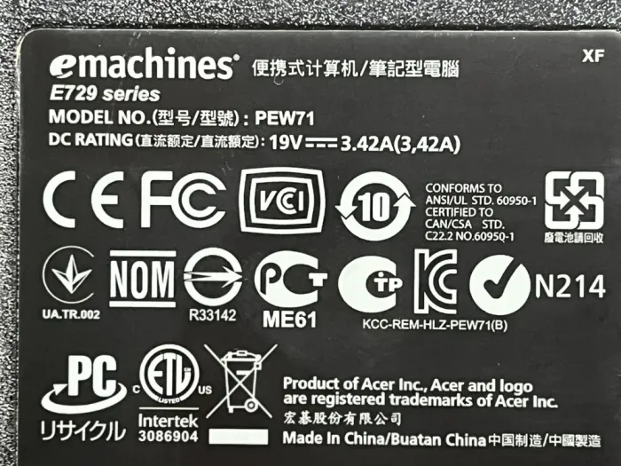 Ноутбук Б-клас Acer eMachines E729 / 15.6" (1366x768) TN / Intel Pentium P6200 (2 ядра по 2.13 GHz) / 4 GB DDR3 / 120 GB SSD / Intel HD Graphics 3000 / WebCam б/в - зображення 8