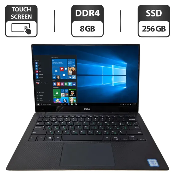 Ультрабук Dell XPS 13 9360 (P54G) / 13.3" (1920x1080) IPS Touch / Intel Core i5-6200U (2 (4) ядра по 2.3 - 2.8 GHz) / 8 GB DDR4 / 256 GB SSD / Intel HD Graphics 620 / WebCam б/в - зображення 1