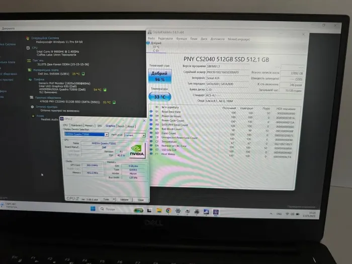 Мобільна робоча станція Dell Precision 5540 / 15.6" (1920x1080) IPS / Intel Core i9-9980HK (8 (16) ядер по 2.4 - 5.0 GHz) / 32 GB DDR4 / 512 GB SSD / nVidia Quadro T2000, 4 GB GDDR5, 128-bit / WebCam б/в - зображення 9