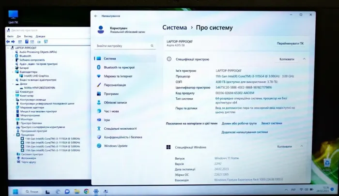 Ультрабук Б-класс Acer Aspire 3 A315-58-33ZG / 15.6" TN / Intel Core i3-1115G4 (2(4) ядра по 4.1GHz) / 4GB DDR4 / 128GB SSD M.2 / UHD Graphics / WebCam / HDMI б/в - зображення 6