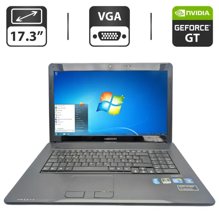 Ноутбук Medion Akoya P7618 / 17.3" (1600x900) TN / Intel Core i5-480M (2 (4) ядра по 2.66 - 2.93 GHz) / 6 GB DDR3 / 750 GB HDD / nVidia GeForce GT 540M, 1 GB GDDR3, 128-bit / WebCam / АКБ не тримає б/в - зображення 1