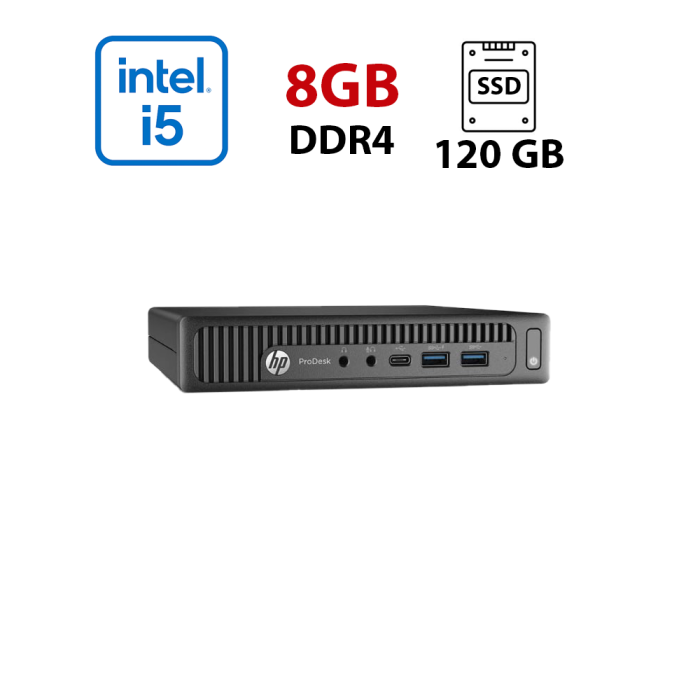 Комп'ютер HP ProDesk 400 G4 USFF / Intel Core i5-8400T (6 ядер по 1,7 - 3,3 ГГц) / 8 ГБ DDR4 / 120 ГБ SSD / Intel HD Graphics 630 б/в - изображение 1