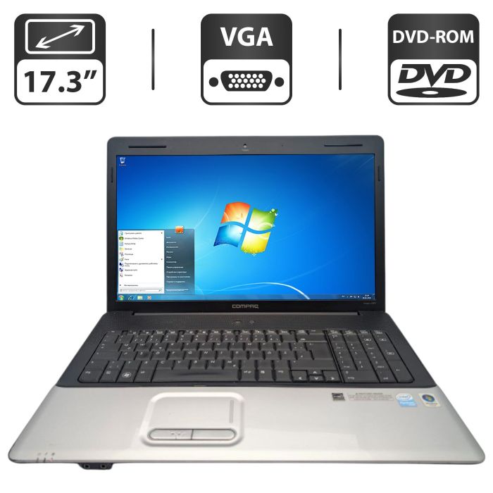 Ноутбук HP Compaq CQ71 / 17.3" (1600x900) TN / Intel Pentium T3400 (2 ядра по 2.1 GHz) / 4 GB DDR2 / 320 GB HDD / Intel HD Graphics / WebCam / DVD-ROM б/в - зображення 1
