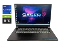 Ігровий ноутбук Б-клас Sager NP70SNE / 17.3" (1920x1080) IPS / Intel Core i9-13900HX (24 (32) ядра по 2.2 - 5.4 GHz) / 16 GB DDR5 / 512 GB SSD NVMe / nVidia GeForce RTX 4070, 8 GB GDDR6, 128-bit / WebCam б/в