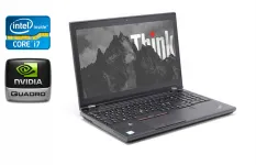 Мобільна робоча станція Lenovo ThinkPad P51 / 15.6" (1920x1080) IPS / Intel Core i7-7700HQ (4 (8) ядра по 2.8 - 3.8 GHz) / 24 GB DDR4 / 480 GB SSD / nVidia Quadro M1200, 4 GB GDDR5, 256-bit / WebCam / TouchID / Windows 10 б/в
