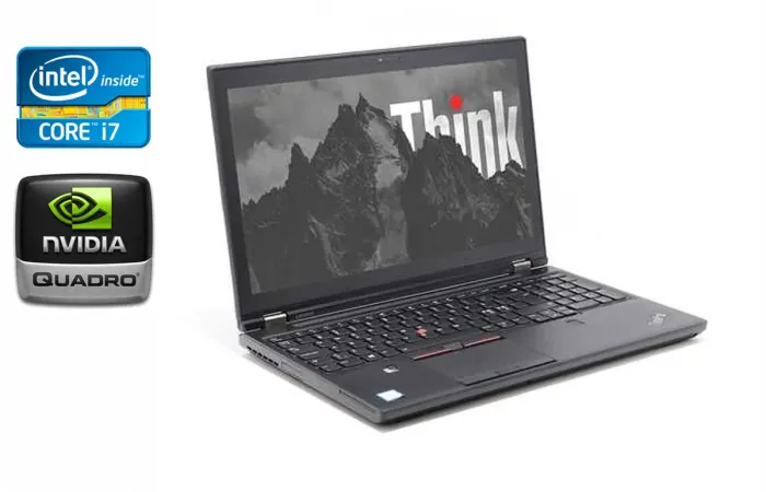 Мобільна робоча станція Lenovo ThinkPad P51 / 15.6" (1920x1080) IPS / Intel Core i7-7700HQ (4 (8) ядра по 2.8 - 3.8 GHz) / 24 GB DDR4 / 480 GB SSD / nVidia Quadro M1200, 4 GB GDDR5, 256-bit / WebCam / TouchID / Windows 10 б/в - зображення 1