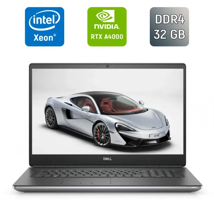 Мобільна робоча станція Dell Precision 7760 / 17,3" (3840x2160) IPS / Intel Xeon W-11855M (6 (12) ядер по 3,2 - 4,9 ГГц) / 32 ГБ DDR4 / 1000 ГБ SSD / nVidia RTX A4000, 8 ГБ GDDR6, 256-біт / WebCam / HDMI / Windows 11 б/в - зображення 1