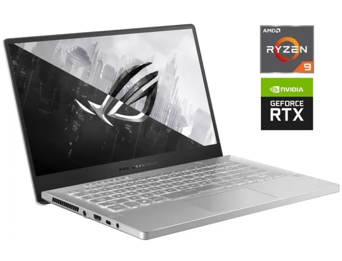 Ігровий ультрабук Asus ROG Zephyrus G14 GA401IV / 14" (1920x1080) IPS / AMD Ryzen 9 4900HS (8 (16) ядер по 3.0 - 4.3 GHz) / 24 GB DDR4 / 480 GB SSD / nVidia GeForce RTX 2060 Max-Q, 6 GB GDDR6, 192-bit б/в - зображення 1