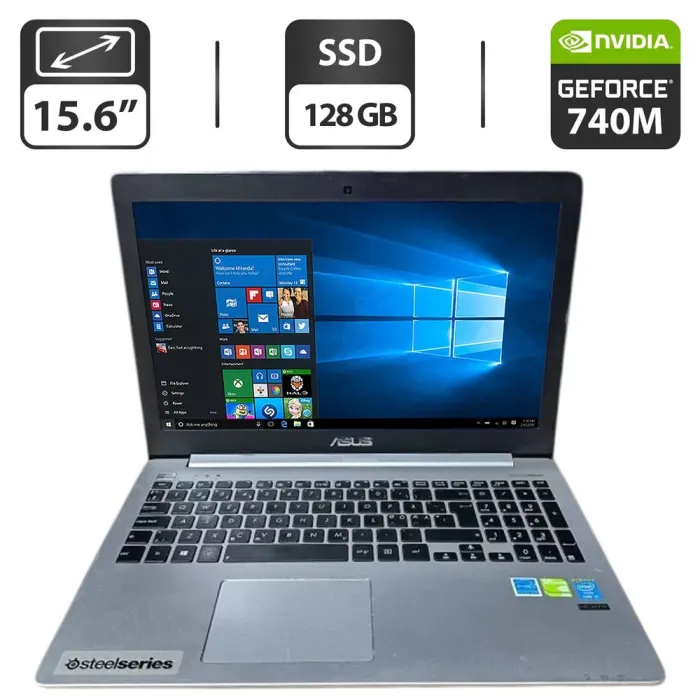 Ноутбук Б-клас Asus R553L / 15.6" (1366x768) TN / Intel Core i5-4200U (2 (4) ядра по 1.6 - 2.6 GHz) / 12 GB DDR3 / 128 GB SSD / nVidia GeForce GT 740M, 2 GB GDDR3, 64-bit / WebCam / DVD-ROM б/в - зображення 1