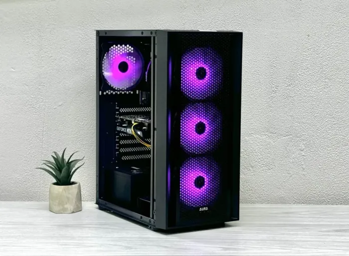Ігровий ПК Aura Tower / AMD Ryzen 5 3600 (6 (12) ядер по 3.6 - 4.2 GHz) / 16 GB DDR4 / 480 GB SSD / nVidia GeForce RTX 3050, 8 GB GDDR6, 128-bit / 600W - зображення 2