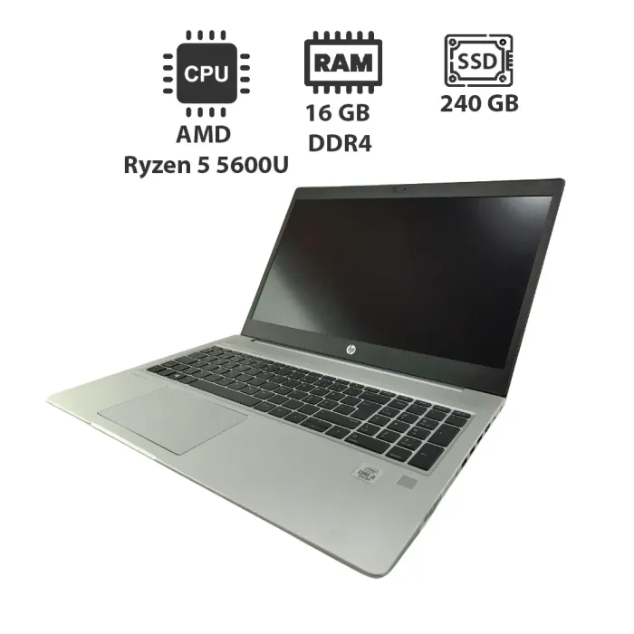 Ультрабук HP EliteBook 855 G8 / 15.6" (1920x1080) IPS / AMD Ryzen 5 5600U (6 (12) ядер по 2.3 - 4.2 GHz) / 16 GB DDR4 / 240 GB SSD / Radeon Vega 7 Graphics / WebCam б/в - зображення 1
