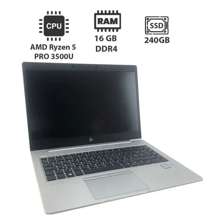 Ультрабук HP EliteBook 745 G6 / 14" (1920x1080) IPS / AMD Ryzen 5 PRO 3500U (4 (8) ядра по 2.1 - 3.7 GHz) / 16 GB DDR4 / 240 GB SSD / AMD Radeon RX Vega 8 / WebCam б/в - зображення 1