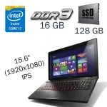 Ігровий ноутбук Б-клас Lenovo IdeaPad Y510p / 15.6" (1920x1080) IPS / Intel Core i7-4710MQ (4 (8) ядра по 2.5 - 3.5 GHz) / 16 GB DDR3 / 128 GB SSD / nVidia GeForce GT 755M, 2 GB GDDR5, 128-bit / WebCam б/в