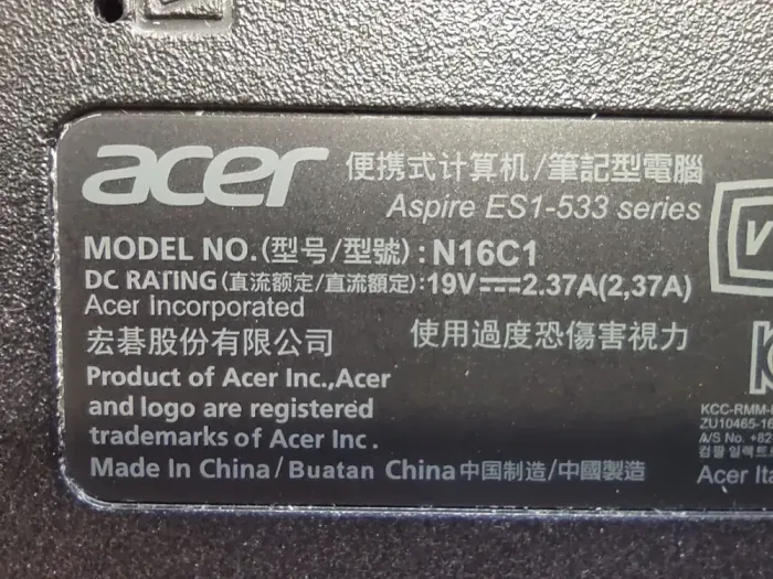 Ноутбук Acer Aspire ES1-533 / 15.6" (1366x768) TN / Intel Pentium N4200 (4 ядра по 1.1 - 2.5 GHz) / 4 GB DDR3 / 120 GB SSD / Intel HD Graphics 505 / WebCam б/в - зображення 8