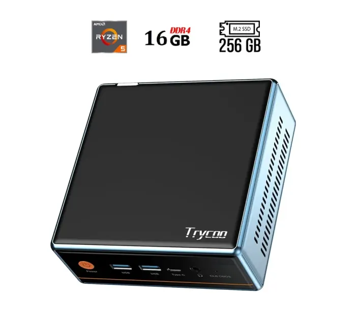 Неттоп Peladn Trycoo WO4 USFF / AMD Ryzen 5 5500U (6 (12) ядер 2.1 - 4.0 ГГц) / 16 ГБ DDR4 / 256 ГБ SSD / AMD RX Vega 7 / USB 3.1 / Wi-Fi / Bluetooth / Блок живлення в комплекті б/в - зображення 1