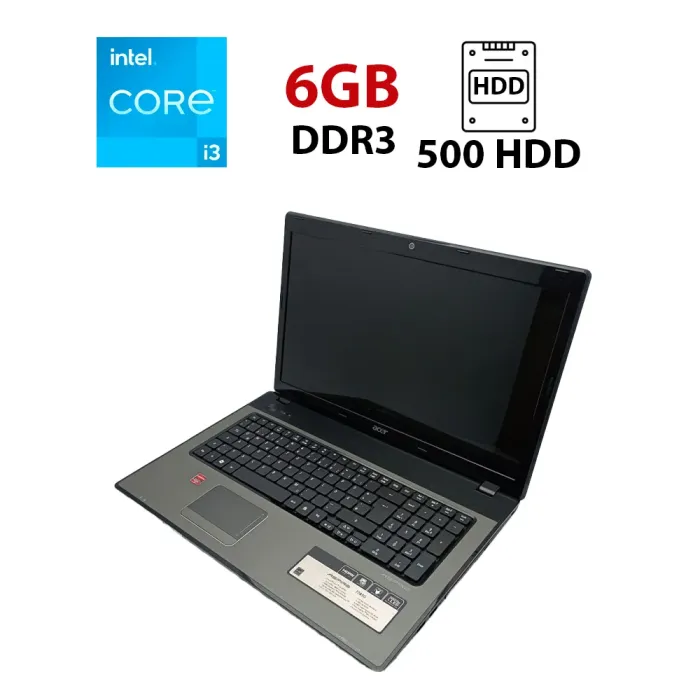 Ноутбук Acer Aspire 7741G / 17.3" (1600x900) TN / Intel Core i3-380M (2 (4) ядра по 2.53 GHz) / 6 GB DDR3 / 500 GB HDD / AMD Radeon HD 6550M, 1 GB GDDR3, 64-bit / WebCam / HDMI б/в - зображення 1