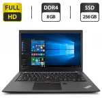 Ноутбук Б-клас Lenovo ThinkPad T470 / 14" (1920x1080) IPS / Intel Core i5-7200U (2 (4) ядра по 2.5 - 3.1 GHz) / 8 GB DDR4 / 256 GB SSD / Intel HD Graphics 620 / WebCam б/в