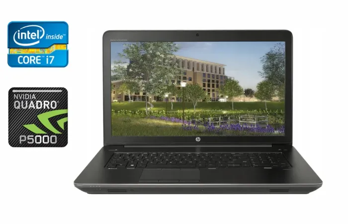 Мобільна робоча станція HP zBook 17 G4 / 17.3" (1920x1080) IPS / Intel Core i7-7700HQ (4 (8) ядра по 2.8 - 3.8 GHz) / 32 GB DDR4 / 512 GB SSD / nVidia Quadro P5000, 16 GB GDDR5X, 256-bit / WebCam / TouchID / Windows 10 б/в - зображення 1