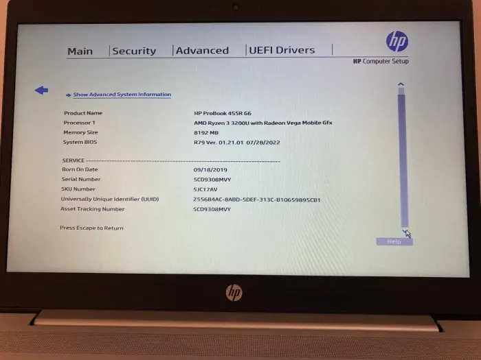 Ноутбук HP ProBook 455R G6 / 15.6" (1366x768) TN / AMD Ryzen 3 3200U (2 (4) ядра по 2.6 - 3.5 GHz) / 8 GB DDR4 / 128 GB SSD / AMD Radeon Vega 3 Graphics / WebCam / HDMI б/в - зображення 9