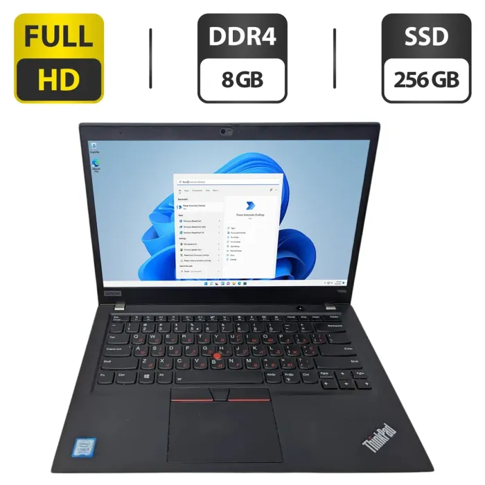 Ультрабук Lenovo ThinkPad T490s / 14" (1920x1080) TN / Intel Core i5-8265U (4 (8) ядра по 1.6 - 3.9 GHz) / 8 GB DDR4 / 256 GB SSD / Intel UHD Graphics / WebCam б/в - зображення 1