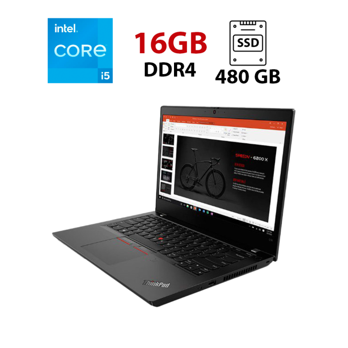 Ультрабук Lenovo ThinkPad L14 Gen 1 / 14" (1920x1080) IPS / AMD Ryzen 5 Pro 4650U (6 (12) ядер по 2.1 - 4.0 GHz) / 16 GB DDR4 / 480 GB SSD / AMD Radeon RX Vega 6 Graphics / WebCam б/в - зображення 1