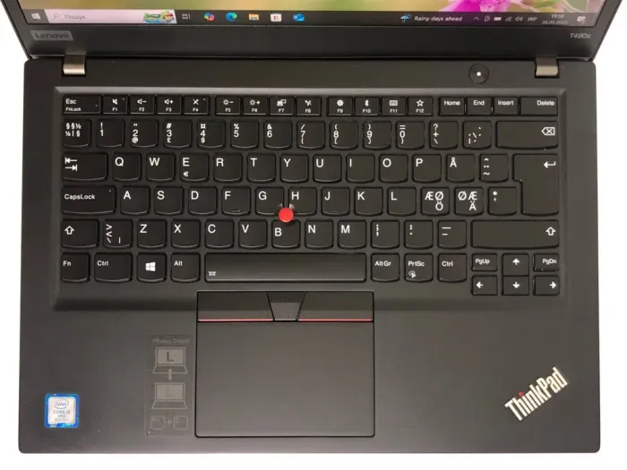 Ультрабук Б-клас Lenovo ThinkPad T490s / 14" (1920x1080) IPS / Intel Core i5-8365U (4 (8) ядра по 1.6 - 4.1 GHz) / 16 GB DDR4 / 256 GB SSD / Intel UHD Graphics / WebCam / Win 10 Pro б/в - зображення 8