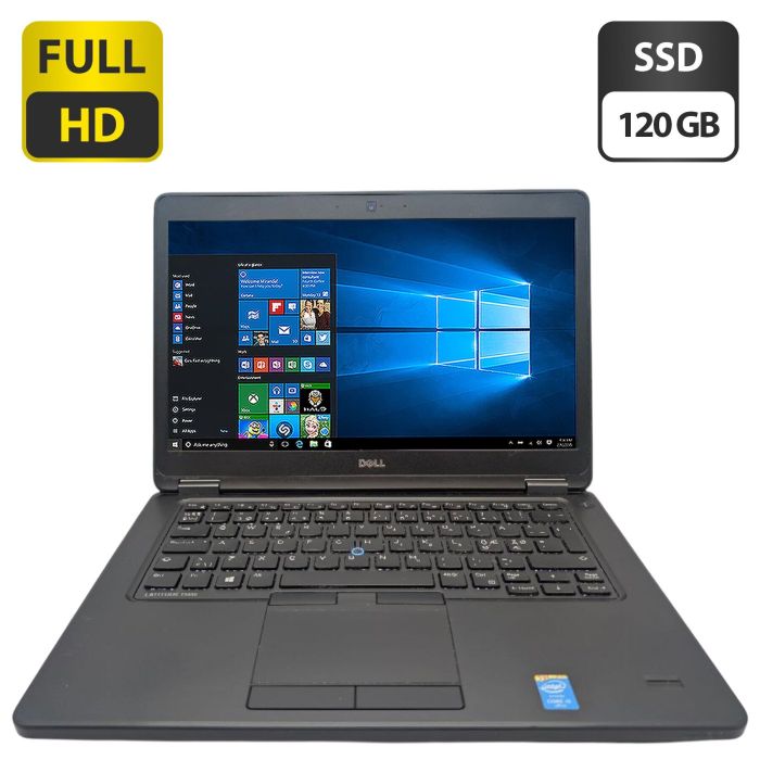 Ноутбук Dell Latitude E5450 / 14" (1920x1080) IPS / Intel Core i5-5300U (2 (4) ядра по 2.3 - 2.9 GHz) / 8 GB DDR3 / 120 GB SSD / Intel HD Graphics 5500 / WebCam б/в - изображение 1