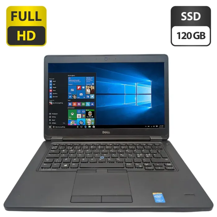 Ноутбук Dell Latitude E5450 / 14" (1920x1080) IPS / Intel Core i5-5300U (2 (4) ядра по 2.3 - 2.9 GHz) / 8 GB DDR3 / 120 GB SSD / Intel HD Graphics 5500 / WebCam б/в - зображення 1