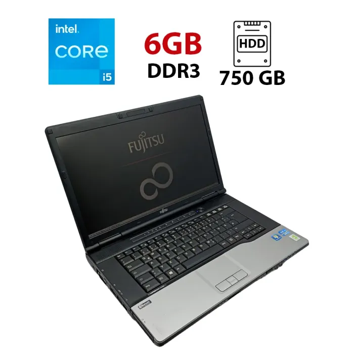 Ноутбук Fujitsu LifeBook E752 / 15.6" (1600x900) TN / Intel Core i5-3320M (2 (4) ядра по 2.6 - 3.3 GHz) / 6 GB DDR3 / 750 GB HDD / Intel HD Graphics 4000 / WebCam б/в - зображення 1