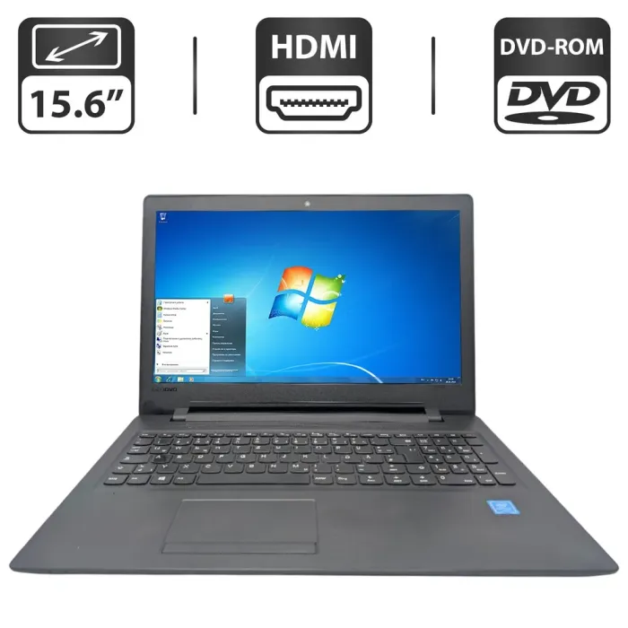 Ноутбук Lenovo IdeaPad 110-15IBR / 15.6" (1366x768) TN / Intel Pentium N3710 (4 ядра по 1.6 - 2.56 GHz) / 4 GB DDR3 / 500 GB HDD / Intel HD Graphics 405 / WebCam / DVD-ROM б/в - зображення 1