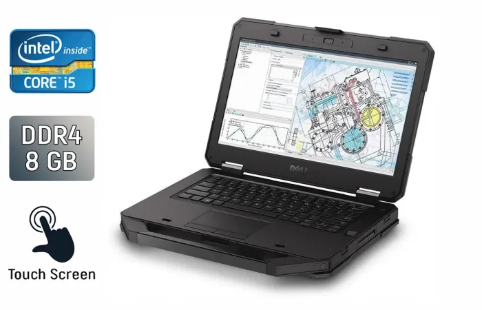 Захищений ноутбук Dell Rugged Latitude 5414 / 14" (1366x768) TN Touch / Intel Core i5-6300U (2 (4) ядра по 2.4 - 3.0 GHz) / 8 GB DDR4 / 256 GB SSD / Intel HD Graphics 520 / WebCam / Fingerprint б/в - зображення 1