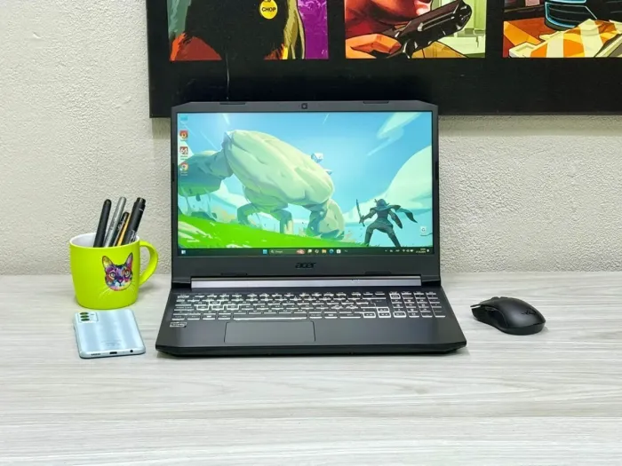 Ігровий ноутбук Acer Nitro 5 AN515-45 / 15.6" (1920x1080) IPS / AMD Ryzen 5 5600H (6 (12) ядер по 3.0 - 4.2 GHz) / 16 GB DDR4 / 512 GB SSD M.2 / nVidia GeForce RTX 3070, 8 GB GDDR6, 256-bit / WebCam / Win 11 Home б/в - зображення 2