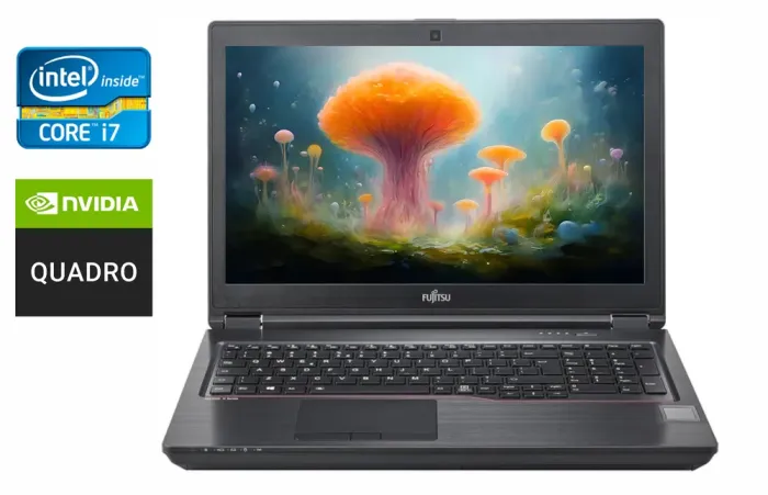 Мобільна робоча станція Fujitsu Celsius H7510 / 15,6" (1920x1080) IPS / Intel Core i7-10850H (6 (12) ядер по 2,7 - 5,1 ГГц) / 16 ГБ DDR4 / 512 ГБ SSD / nVidia Quadro T1000, 4 ГБ GDDR6, 128-біт / WebCam / HDMI / Windows 10 б/в - зображення 1