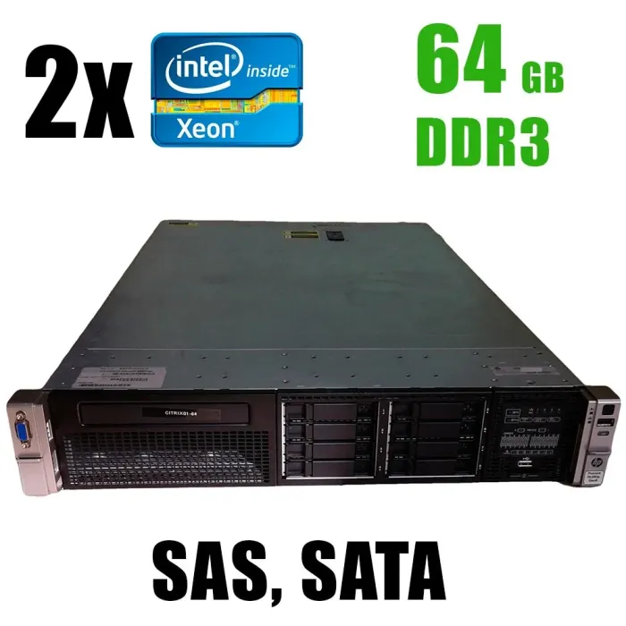 Сервер 2U HP ProLiant DL380p G8 SFF / 2 x Intel Xeon E5-2620 (6(12)ядер по 2.0-2.5GHz) / 64GB DDR3 / NO HDD / 2 x 460W / SAS, SATA б/в - зображення 1
