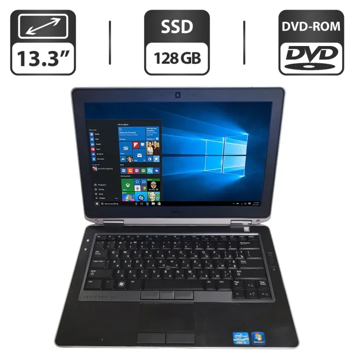 Ноутбук Dell Latitude E6330 / 13.3" (1366x768) TN / Intel Core i5-3320M (2 (4) ядра по 2.6 - 3.3 GHz) / 8 GB DDR3 / 128 GB SSD / Intel HD Graphics 4000 / DVD-ROM б/в - зображення 1