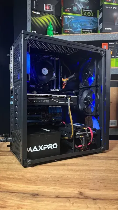 Комп'ютер Everest 8800 ARGB Black Tower / Intel Core i7-2600 (4 (8) ядер по 3,4 - 3,8 ГГц) / 16 ГБ DDR3 / 240 ГБ SSD + 500 ГБ HDD / AMD Radeon RX 580, 8 ГБ GDDR5, 256-біт / 400 Вт б/в - зображення 6