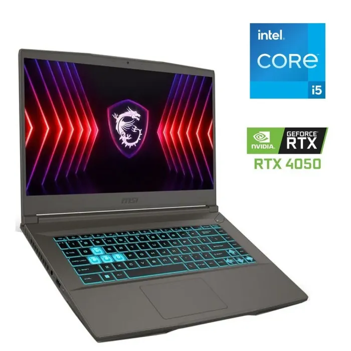 Ігровий ноутбук MSI Thin 15 B13VE-2484NEU / 15.6" (1920x1080) IPS / Intel Core i5-13420H (8 (12) ядер по 3.4 - 4.6 GHz) / 16 GB DDR4 / 480 GB SSD / nVidia GeForce RTX 4050, 6 GB GDDR6, 96-bit / WebCam б/в - зображення 1