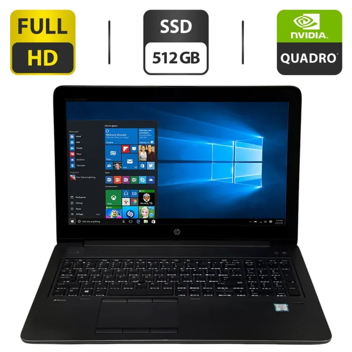 Мобільна робоча станція HP ZBook 15 G3 / 15.6" (1920x1080) IPS / Intel Core i7-6820HQ (4 (8) ядра по 2.7 - 3.6 GHz) / 32 GB DDR4 / 512 GB SSD / nVidia Quadro M1000M, 2 GB GDDR5, 128-bit / WebCam / Windows 10 Pro б/в - зображення 1