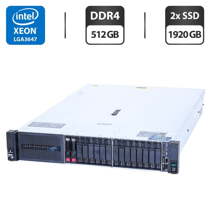 Сервер HP ProLiant DL380 Gen10 (8x 2.5 SFF, 8x 2.5 U2 NVMe) 2U Rack / 2x Intel Xeon Gold 6138 (20 (40) ядра по 2.0 - 3.7 GHz) / 512 GB DDR4 / 2x 1920 GB SSD U.2 NVMe (SAS) / RAID HP Smart Array P408 / 2x 500W б/в - зображення 1