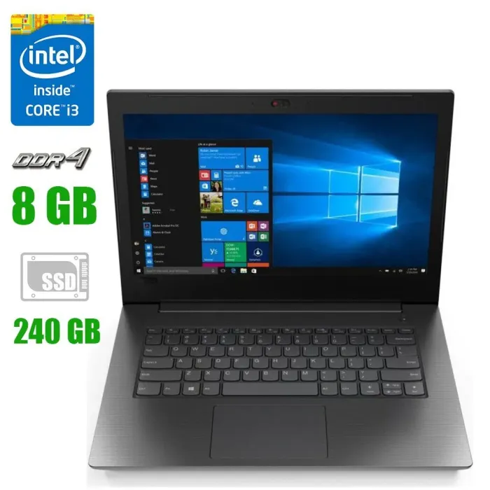Ноутбук Lenovo V130-14IKB / 14'' (1920x1080) TN / Intel Core i3-7020U (2 (4) ядра по 2.3 GHz) / 8 GB DDR4 / 240 GB SSD / Intel HD Graphics 620 / WebCam / Windows 10 Pro б/в - зображення 1