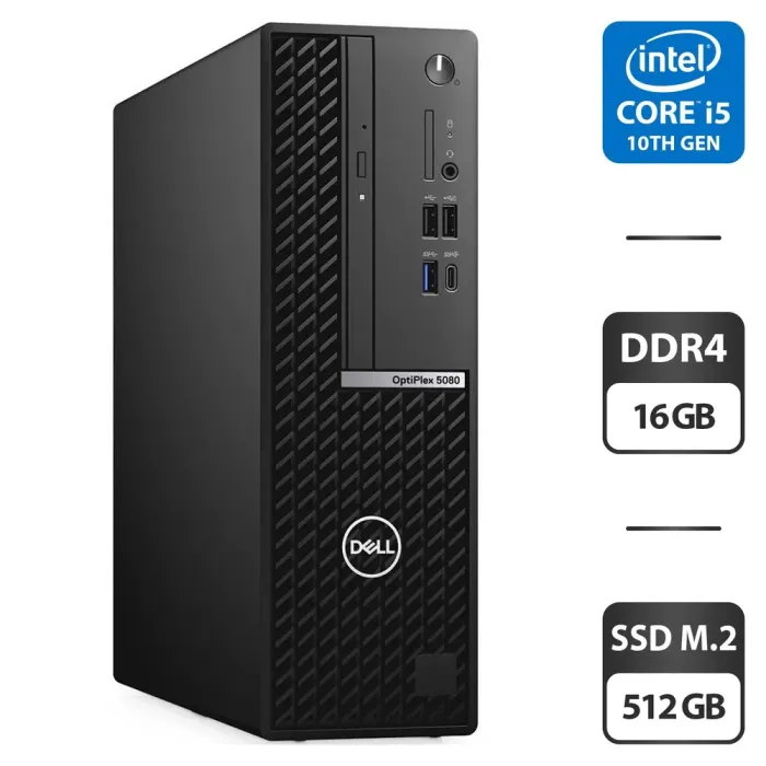 Комп'ютер Dell OptiPlex 5080 SFF / Intel Core i5-10500 (6 (12) ядер по 3,1 - 4,5 ГГц) / 16 ГБ DDR4 / 512 ГБ SSD M.2 / Intel UHD Graphics 630 / DVD-ROM б/в - зображення 1