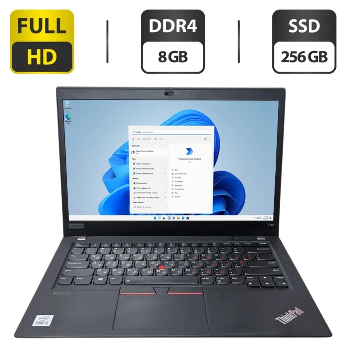 Ультрабук Lenovo ThinkPad T14s Gen 1 / 14" (1920x1080) IPS / Intel Core i5-10210U (4 (8) ядра по 1.6 - 4.2 GHz) / 8 GB DDR4 / 256 GB SSD / Intel UHD Graphics / WebCam б/в - зображення 1